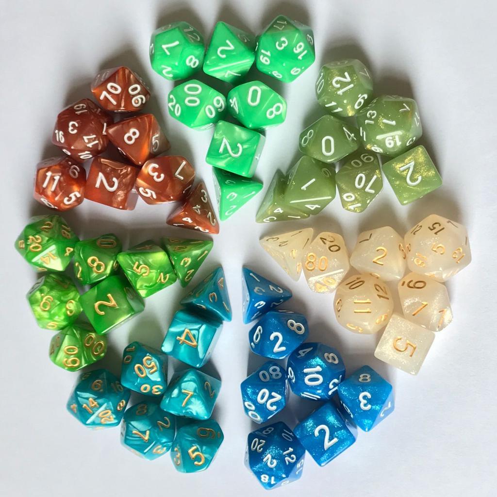 7pcs/set Colorful Pearl Pattern Polyhedral Dice Number Dice Kit for DND PRTG RPG Running Team Table Board Game Dnd Dice Set