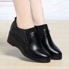 Deep Mouth Single Shoes Women's 2024 New Comfortable Women's Shoes Not Tired Feet Soft Leather Wedge Heel Mother Shoes Spring Black Leather Shoes