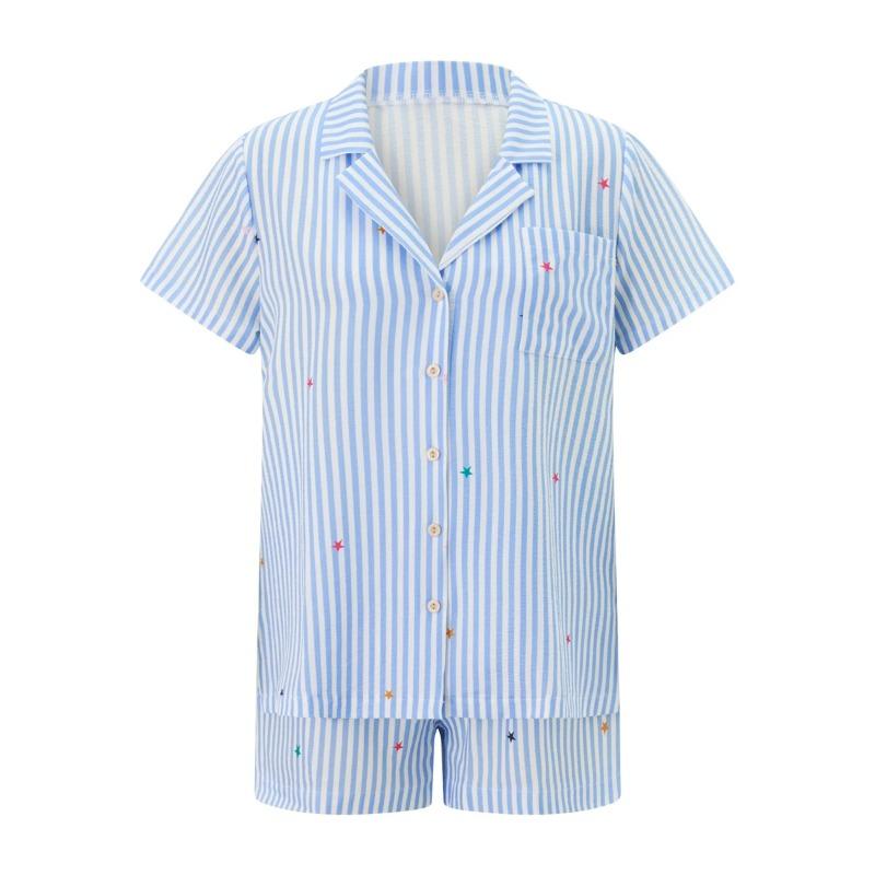 Полосатая женская пижама с шортами, комплект одежды для сна, летняя пижама, комплект из 2 предметов, домашняя одежда, корейский домашний костюм с коротким рукавом, одежда для сна