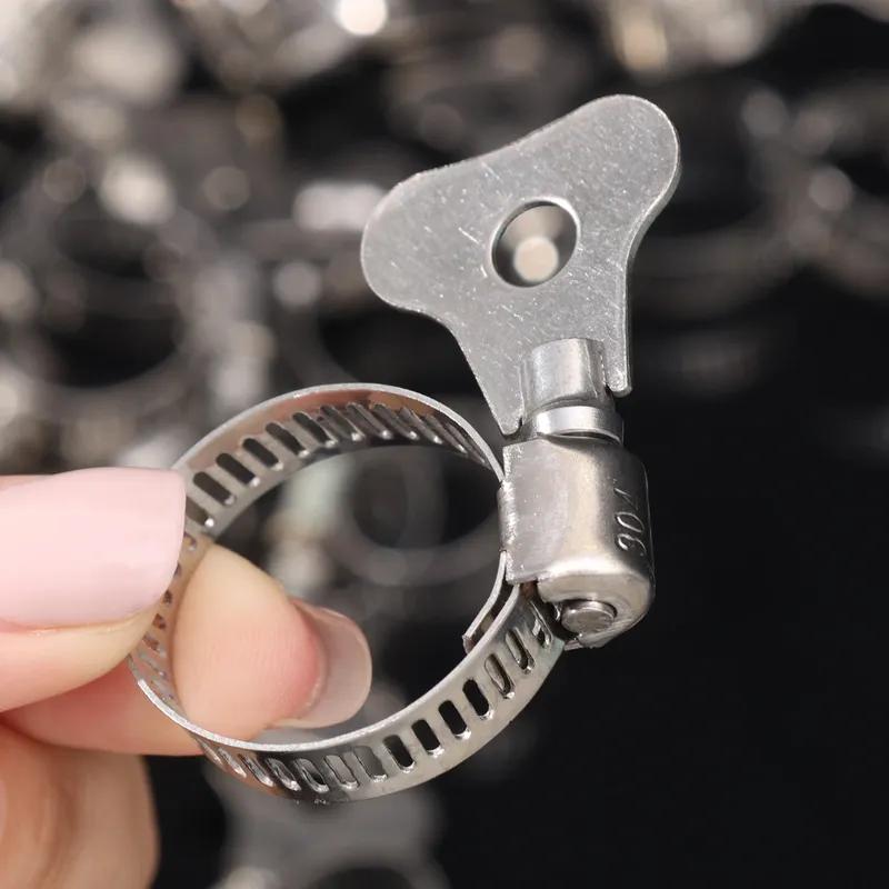 10-30Pcs Adjustable Hose Clamp with Handle Stainless Steel Hoop Clamp Faucet Water Pipes Fasteners Worm Gear Hose Clip Hardware