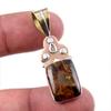 Natural Pietersite Gemstone 925 Solid Sterling Silver TwoTone Pendant 1.75" S3d00