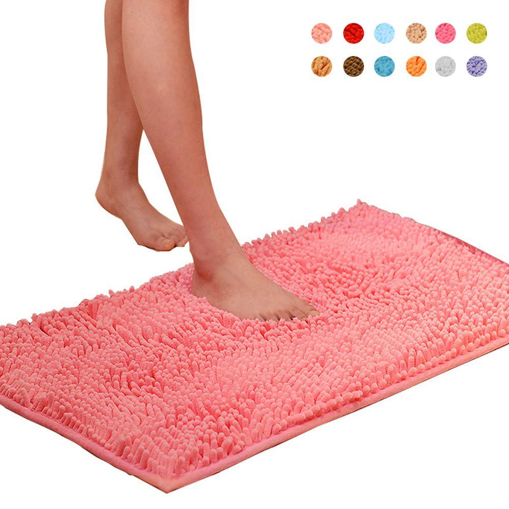 40*60cm Colorful Soft Living Room Floor Anti Slip Bathtub Chenille Bath Mat Doormat Bathroom Carpet