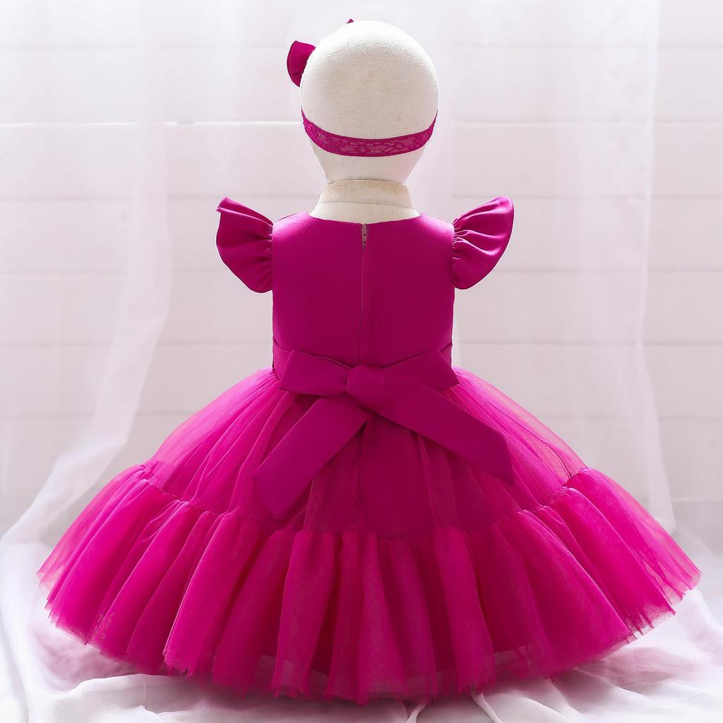 Платье принцессы Платье для маленьких девочек с бантом Платье для крещения для девочек Тюлевые платья для первого дня рождения Одежда для малышей Пышное платье невесты