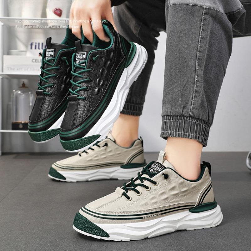 Мода Модные мужские кожаные повседневные туфли Дизайнерские классические удобные кроссовки на платформе Эластичные беговые баскетбольные туфли Теннисные туфли для мужчин