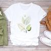 (Asian Size)Women Print Lady Female Plant Sweet Watercolor Style 90s Tee Top Fashion T Shirt Clothing Casual Short Sleeve Graphic T-shirt