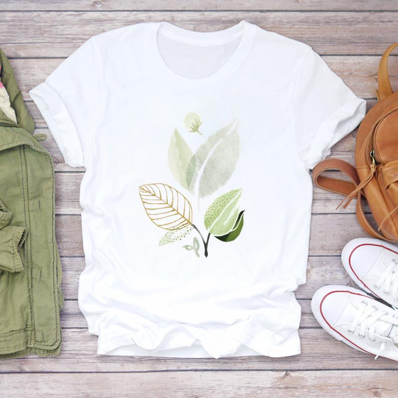 (Asian Size) T Shirt Top Plant Cartoon Trend Cute 90s Fashion Casual Clothing Tee Short Sleeve Women Print Lady Female O-neck Graphic T-shirt
