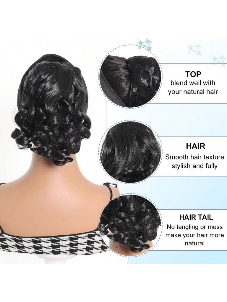 Синтетический парик для наращивания волос «конский хвост» 8 дюймов, короткий, вьющийся, волнистый, регулируемый, с завязками, накладной хвост для женщин, ежедневное использование