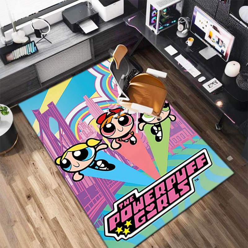 1Pc The Powerpuff Girls Printed rectangle carpet, home door mat, outdoor travel protection carpet A6