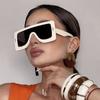 Солнцезащитные очки Flat Top Vintage в большой оправе для женщин и мужчин, дизайнерские очки класса люкс, в стиле панк, с заклепками, хип-хоп.