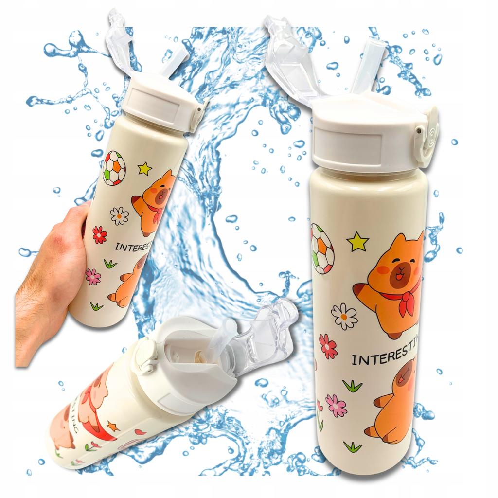 Capybara Water Bottle With Straw For Children To School 690 Ml