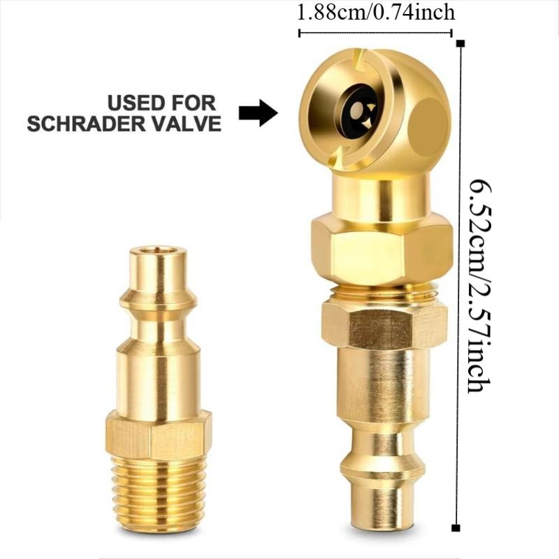 2Pcs Quick Plug Ball Inflator Air Clamp Kits 1/4inch FNPT Tire Inflator Gauge Nozzle For Air Chucks