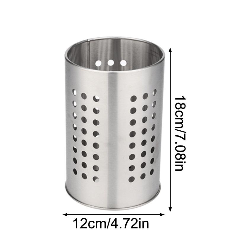 Трубка для палочек из нержавеющей стали Ведро для столовых приборов Большая вместимость Хранение кухонной утвари Круглое отверстие Полая дренажная трубка