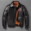 Chinese Size Brown Oil Waxed First Layer Genuine Cowhide A2 Flight Jackets Men Leather Jacket Autumn