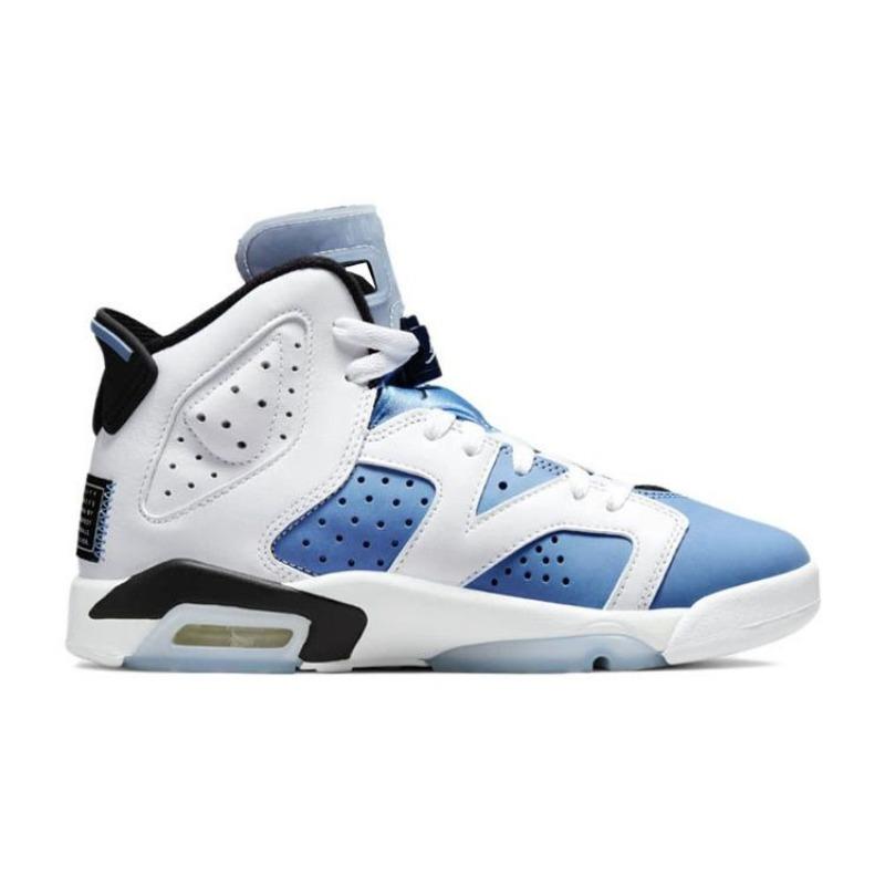 Air Jordan 6 Retro "University Blue" GS high-top leather basketball shoes white/blue unisex 384665-410