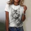 Модная уличная одежда с принтом 3D Cat женская футболка повседневная футболка с коротким рукавом свитер с круглым вырезом летняя женская свободная одежда