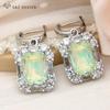 Fashion Rectangle Crystal Drop Earrings For Women Rose Gold Color Wedding Jewelry Cubic Zirconia Eardrop