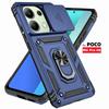For Xiaomi Poco M6 Pro 4G Case Armor Slide Camera Lens Protect Funda For Poko Little M6 Pro M6Pro 4G Magnetic Holder Ring Cover
