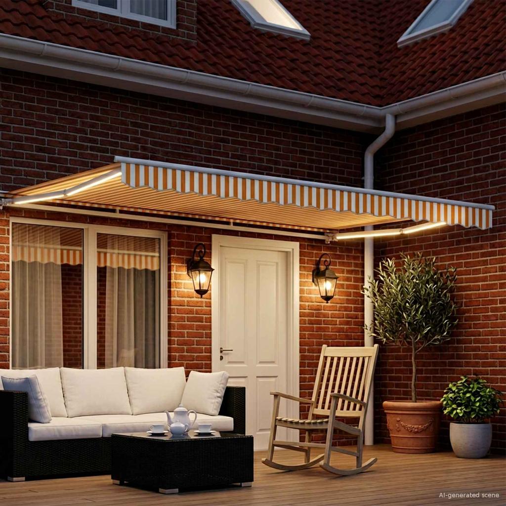 Electric Retractable Awning Yellow and White 4 x 2 m