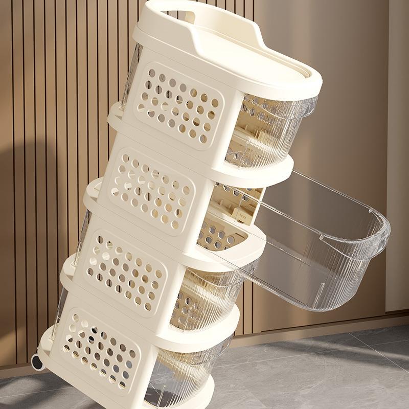 Drawer-Type Trolley Storage Rack Household Toy Snack Cabinet Cart Movable Bookshelf Multi-layer Handcart with Pulleys Trolley