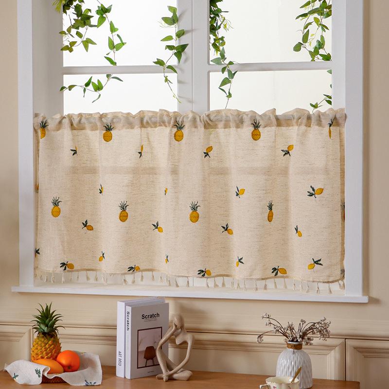 Двухслойная высококачественная вышитая кухонная штора-блэкаут для кафе