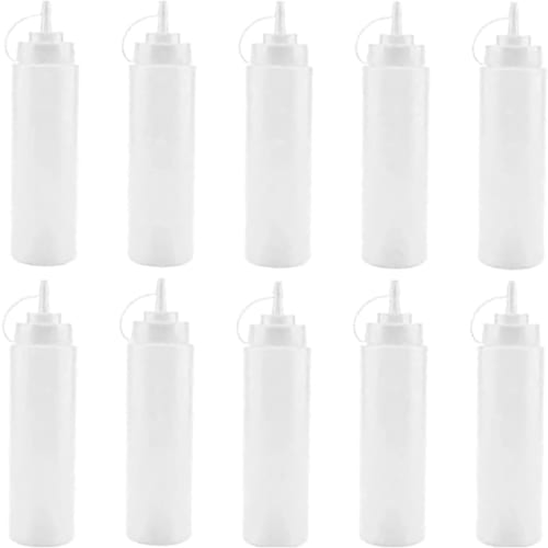 10-Piece 800ML Multi-Purpose Condiment Dispenser Bottle Set with Leak-Proof Caps, Sauce Dispenser, Condiment Container, Squeeze Bottle