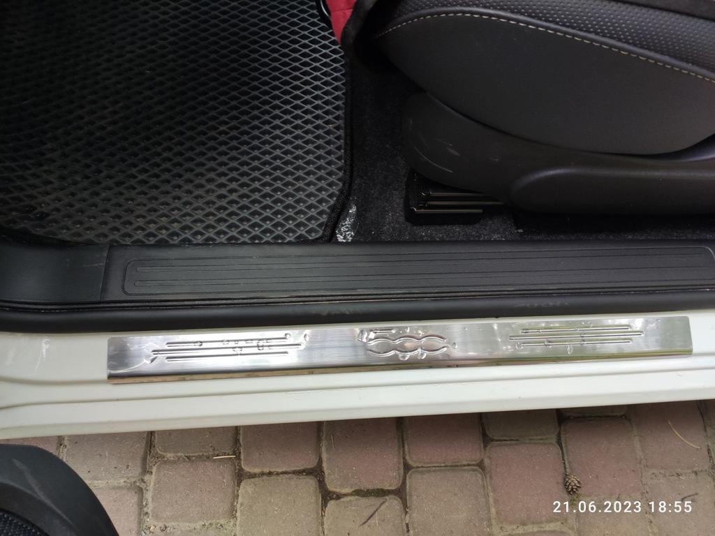 Накладки на пороги 500 (Carmos, 2 шт, нерж) для Fiat 500/500L