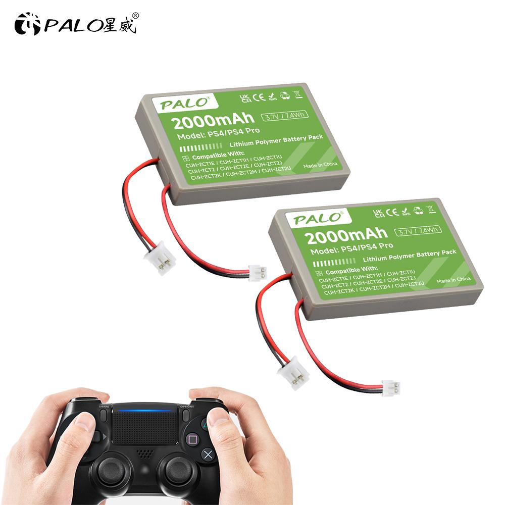 PALO Аккумулятор для контроллера емкостью 2000 мАч, подходит для Sony PS4, PS4 Pro/Slim Gamepad, беспроводной контроллер CUH-ZCT1E CUH-ZCT1U CUH-ZCT2 или CUH-ZCT2U, замена аккумулятора