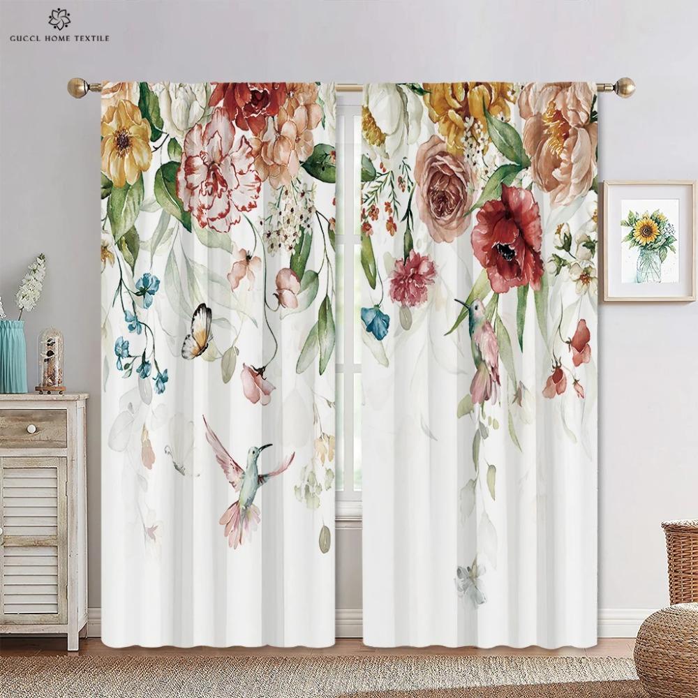 Карман для карниза с цветочным рисунком в виде листьев для спальни, гостиной, кухни, домашнего декора, современного простого оформления окна, 2 шт.