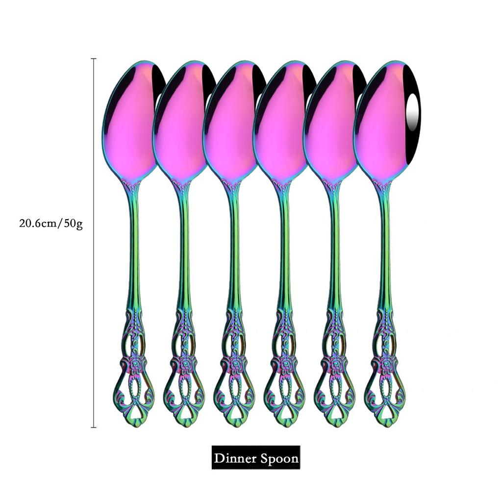 6 шт./24 шт., набор столовых приборов Rainbow Western, набор столовых приборов из нержавеющей стали, нож, вилка, кофейная ложка, набор посуды с роскошной стойкой для хранения