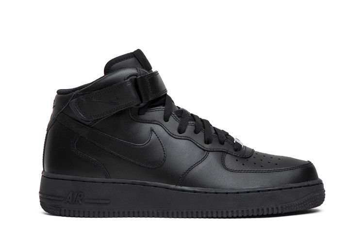Мужские кроссовки Nike Air Force 1 Mid Черные (2016) Черный/черный