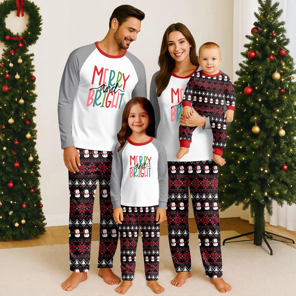 Christmas Day Prints Family Matching Long Sleeve Tops+Pants Set Family Matching Sets