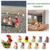 Living Room Chick Rooster Glass Beads Colorful Animal Large Small Hens Statue Miniatures