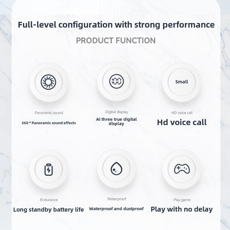 Беспроводные Bluetooth-наушники-вкладыши с большим зеркальным цифровым дисплеем, сверхдолгий срок службы, шумоподавляющие наушники