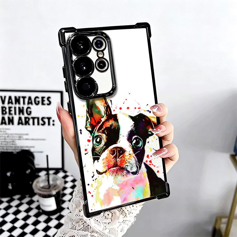French Bulldog Dog Pug Design Plating Phone Case For Samsung Galaxy S24 S25 FE S26 Edge S23 Ultra S22 S21 Plus S20 Anti-Fall Air