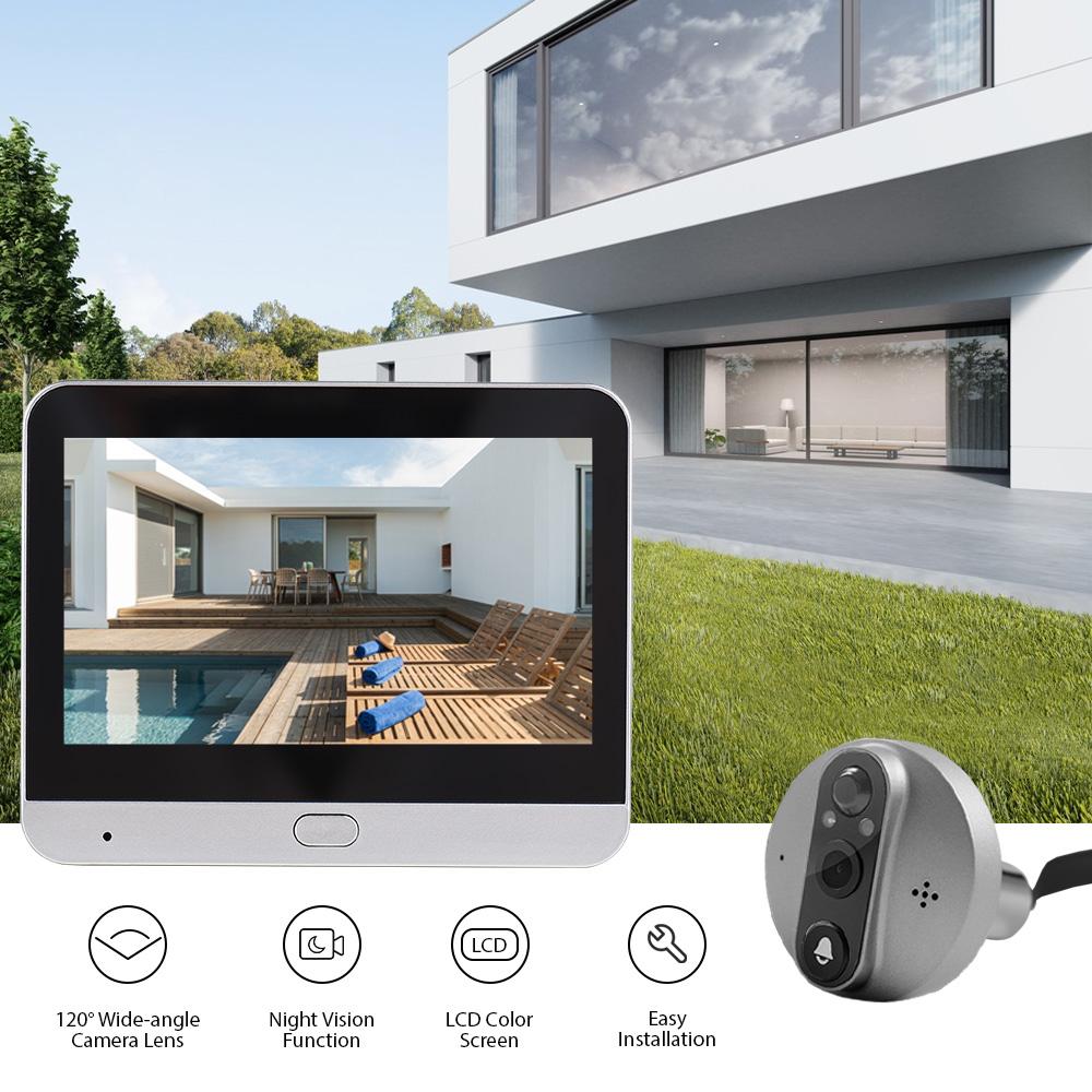 3-мегапиксельный Wi-Fi видеодомофон для квартиры, камера-глазок, 4,3-дюймовый дисплей, приложение Smart Life/Tuya, 1080P