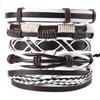 Retro Men's 5-Piece Adjustable Cross-Woven Leather Bracelet Set - National Style
