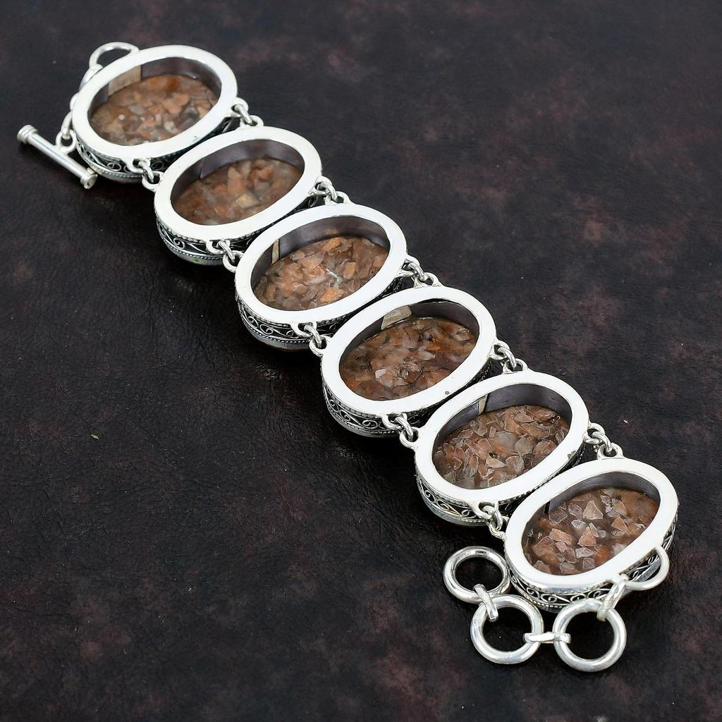 Sunstone Bracelet Gemstone Vintage Bracelet 925 Sterling Silver Bracelet Antique Jewelry Adjustable Chain Bracelet Handmade Jewelry For Gift