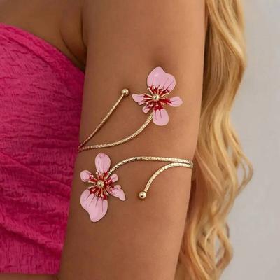 SHIXIN 8 Цветов Винтажный Изысканный Цветочный Открытый Браслет на Руку Женская Мода Металлический Браслет на Руку с Масляной Заливкой Регулируемый Браслет Украшение Подарок