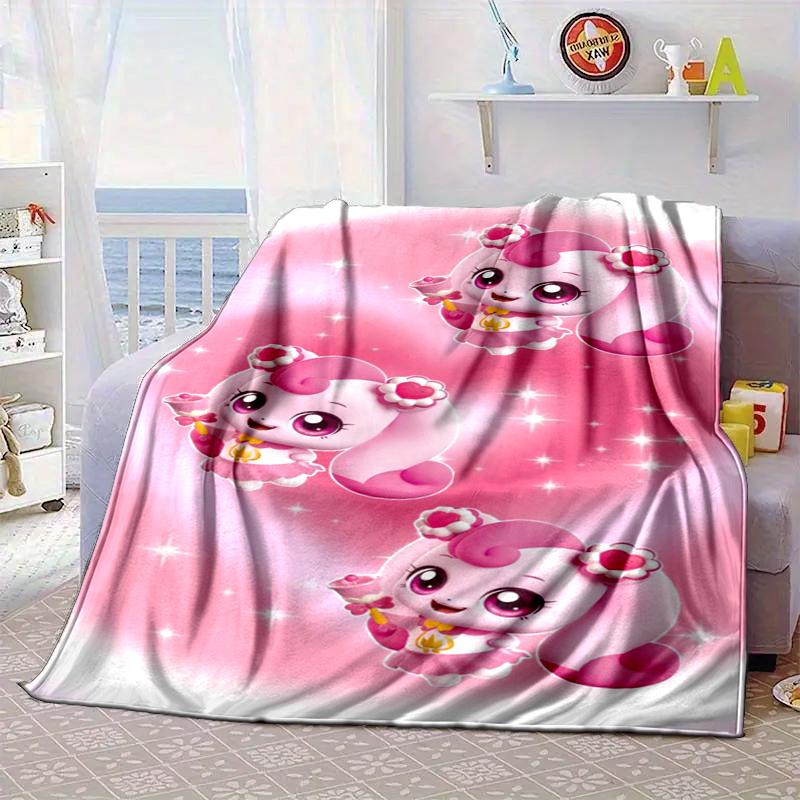 Pink Heartsping Fantasy World Blanket Flannel Blanket for bed, sofa, Camping, Hiking, Picnic Essentials, gift for family Fan gifts
