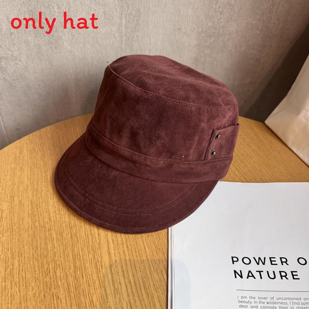 Solid Fashion Color Suede Women Casual Flat Top Hat For Autumn Winter And