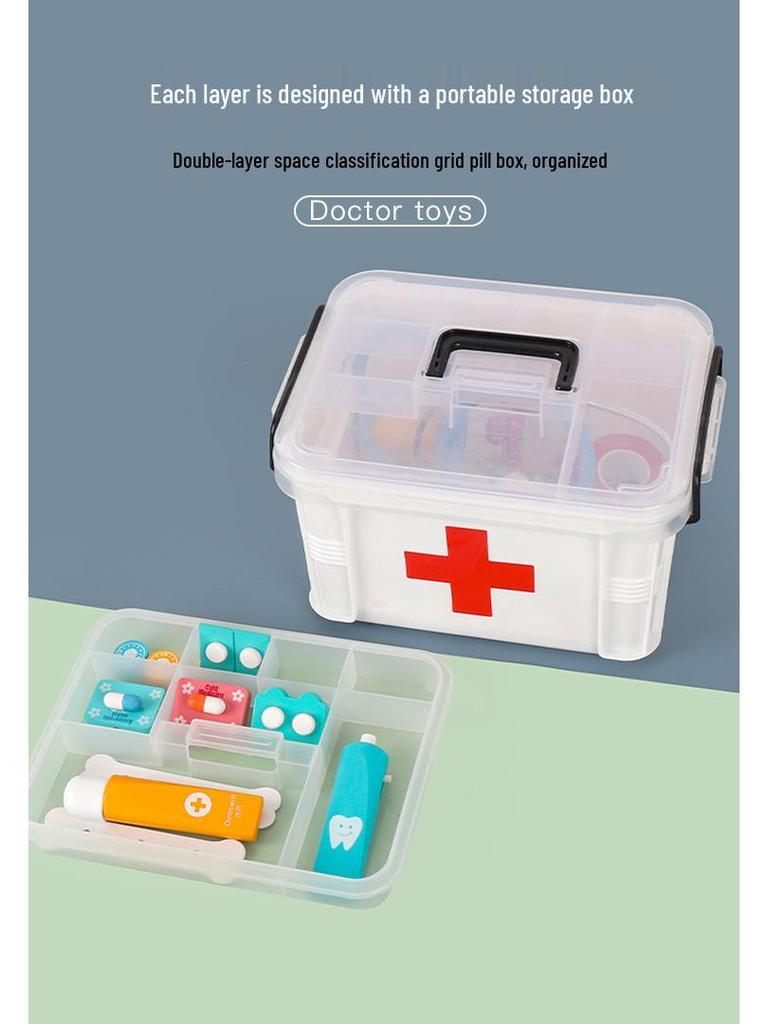 Kids' Wooden Doctor & Nurse Role Play Toy Set with Stethoscope