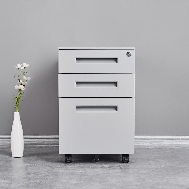 Mobile Three-Drawer Metal File Cabinet with Lock for Under-Desk Office and Printer Storage