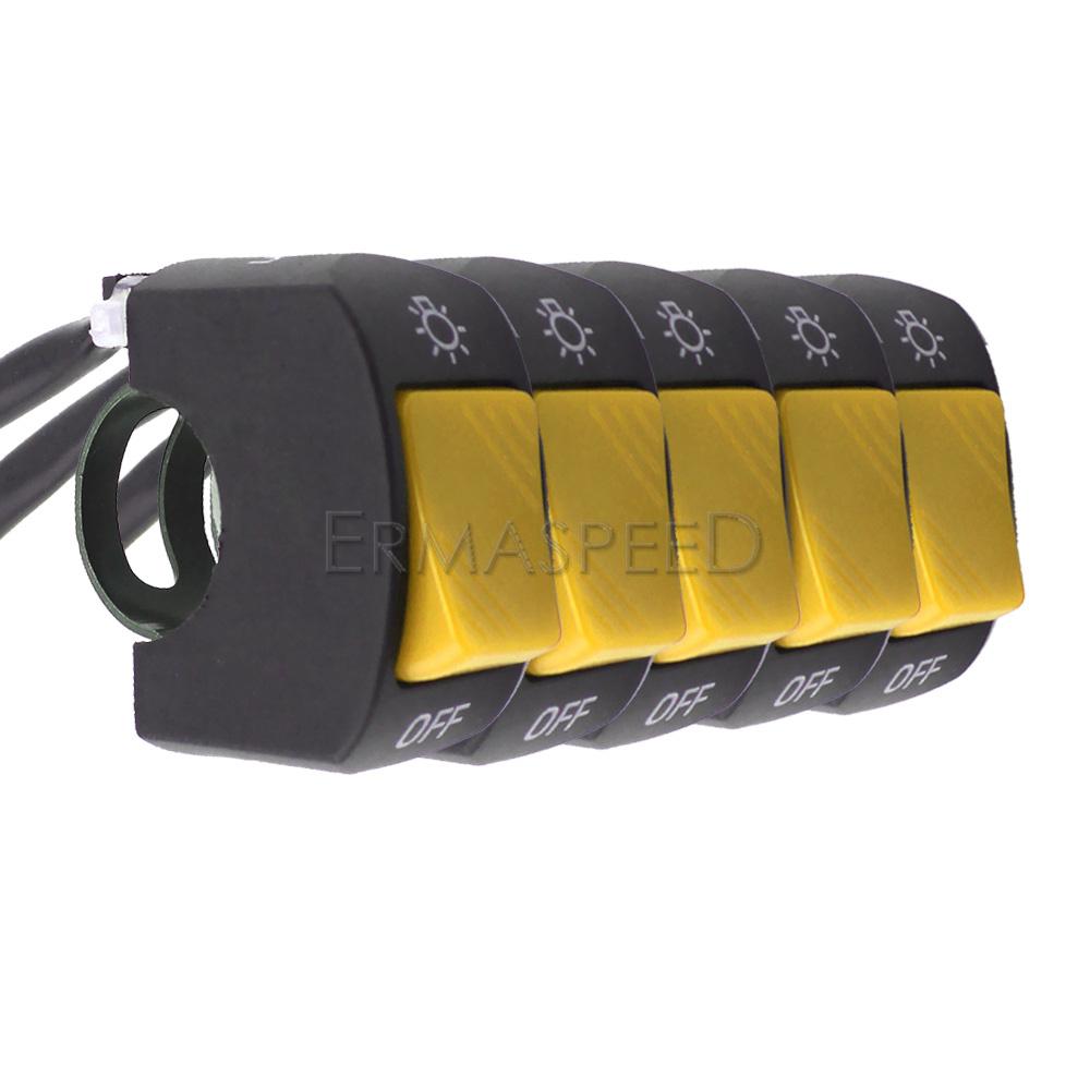 Тумблер на руль мотоцикла, 5 шт., 7/8 дюйма, переключатель включения/выключения фар для U5 U7 U2, светодиодные фары для скутера