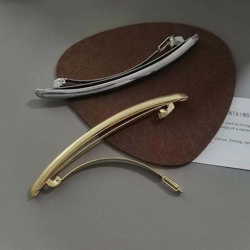 Новые женские винтажные простые золотистые длинные заколки-полоски, металлические заколки для волос неправильной формы, женские гладкие заколки-автоматы
