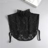 Women's Solid Colour Black White Vertical Small Flip Collar Versatile Shirt Jumper Jumper Fashion Lace False Collar Four Seasons