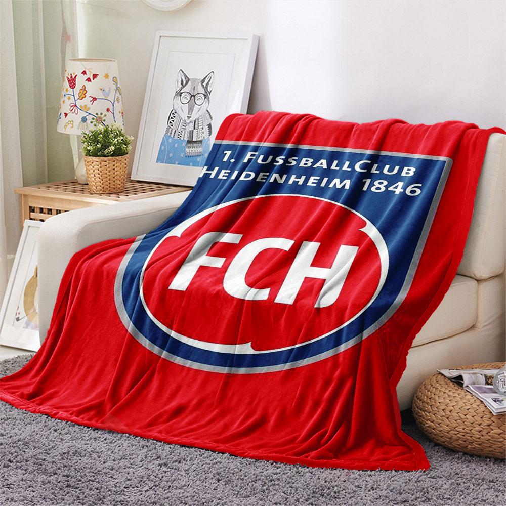 1PC 1. FC Heidenheim Patterned Flannel Blanket Suitable For All Seasons for Home Decor Warmth and Comfort Gifts Holiday Present