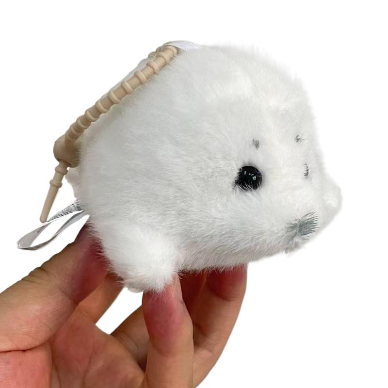 Cute Seal Plush Keychain Soft Kawaii Seal Plushies Animal Pendant Fashion Stuffed Doll Keyring Car Key Accessories Car Ornaments