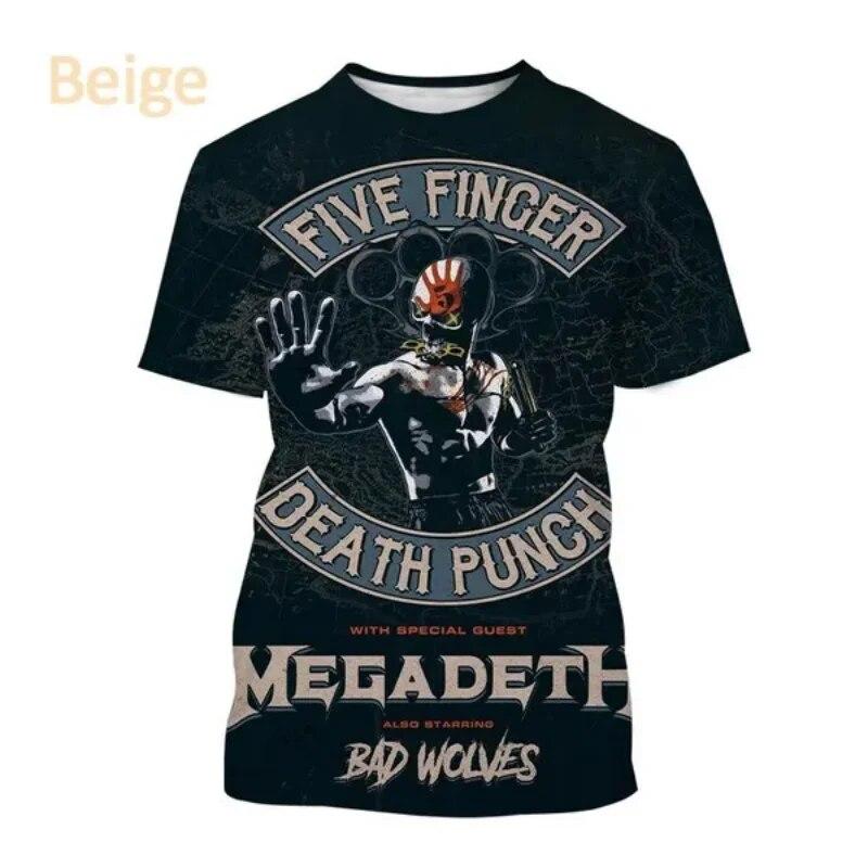 Новая футболка в стиле поп-метал с 3D принтом Five Fingers Death Punch, модная мужская одежда в стиле хип-хоп, Harajuku, унисекс, футболка большого размера, топы