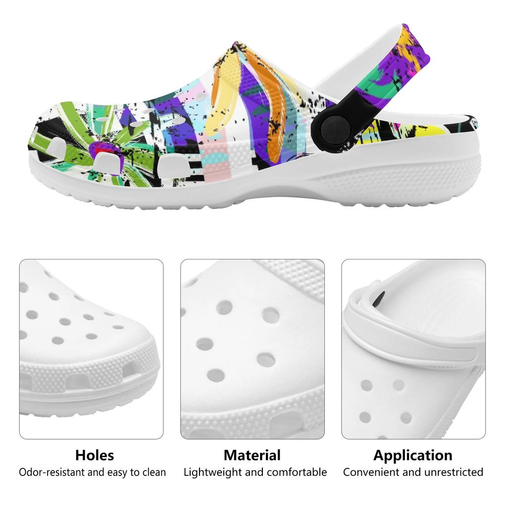 Breathable Printed EVA Beach Clogs Unisex Lightweight Slip On Garden Shoes Pool Bathroom Home Summer Sandals Lightweight Wear