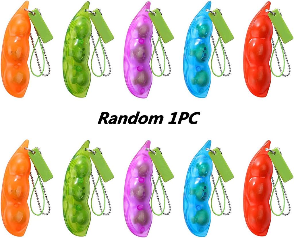Fidget Toys Decompression Edamame Toys Squishy Squeeze Beans Keychain Cute Stress Adult Toy Rubber Girls Boys Xmas Gift